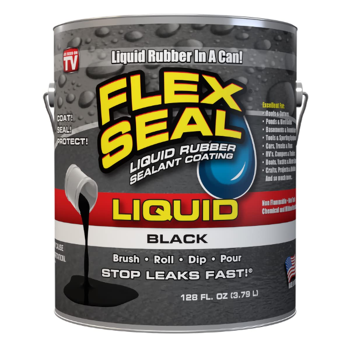 Flex Seal Sıvı Kauçuk Sızdırmazlık Maddesi Kaplama, Siyah, 3,8 L